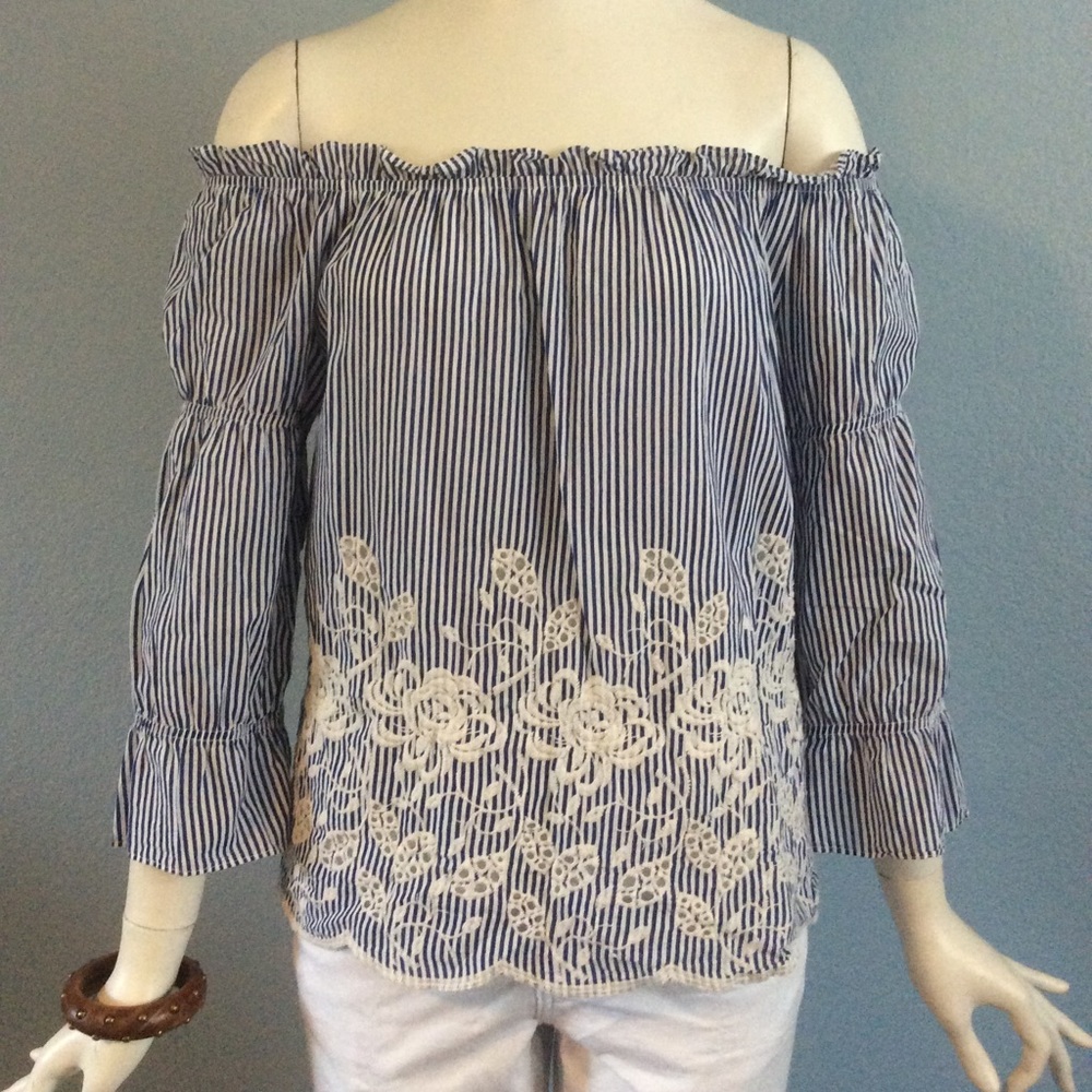 Off Shoulder Miss Kelly 1999 Blue Blouse